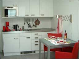 Modern appartement met luxe keuken van alle gemakken voorzien, afwasmachine, koffiezetapparaat, Senseo, waterkoker, keukenapparatuur, broodrooster